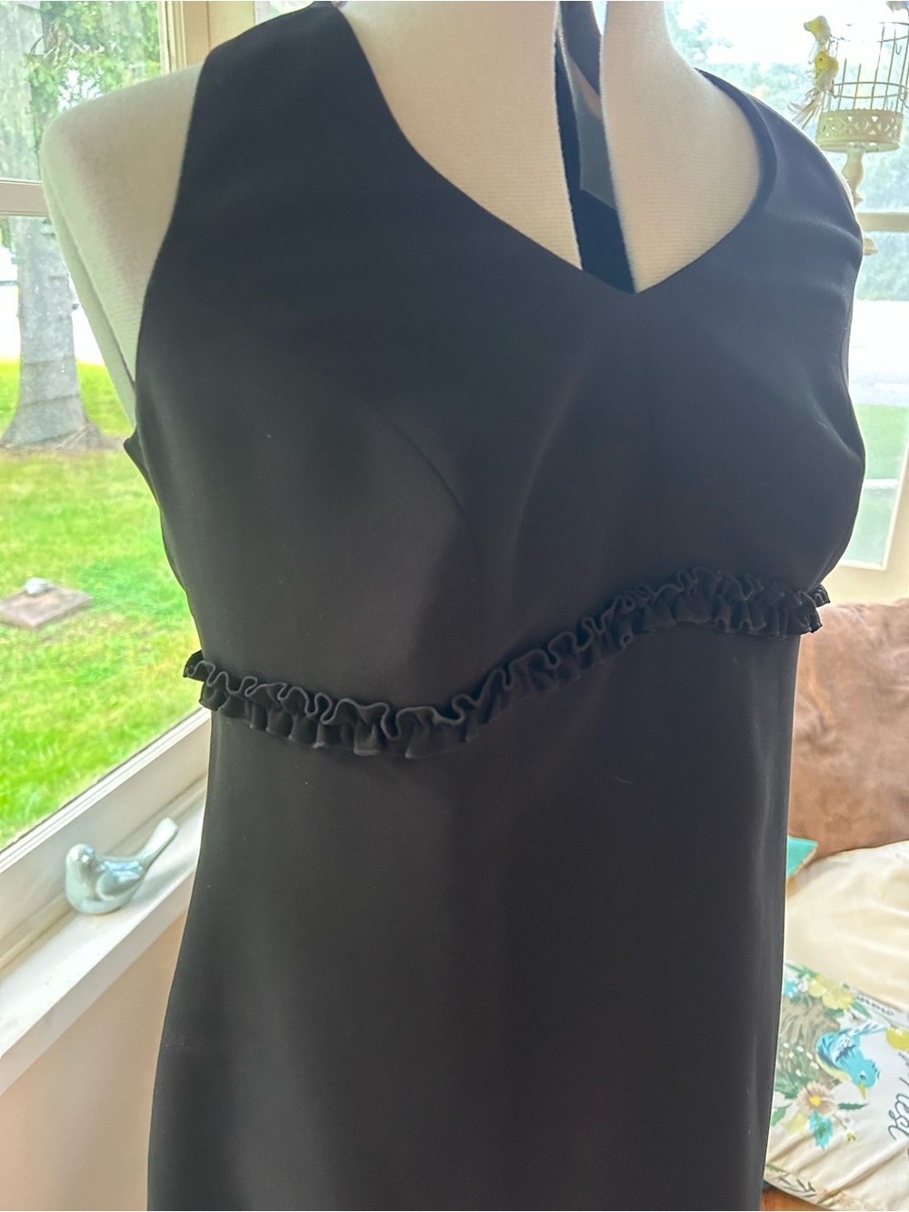 WORN ONCE Halter Mini Dress with Ruffle Trim, Zipper Back, Fully Lined CLASSIC!!